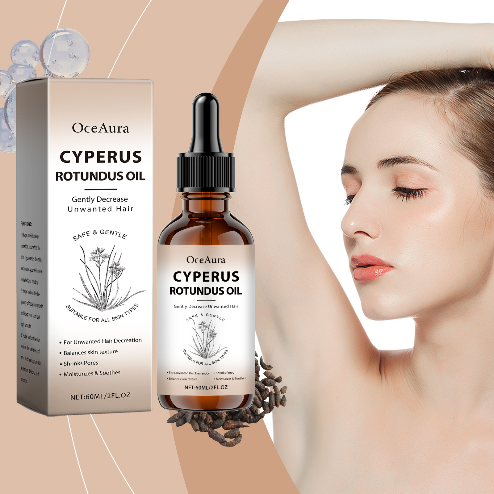 Hair Care Oil Serum - Cyperus Rotundus Oil for Hair Removal