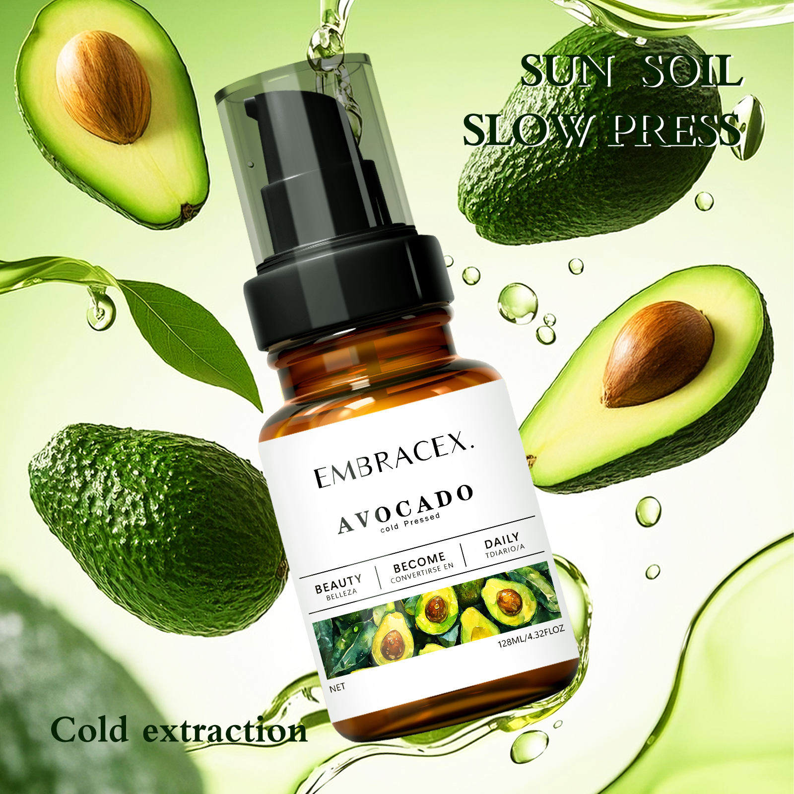 Hair Care Natural Ingredients - 128ml Avocado Oil Carrier Oils Aromatherapy