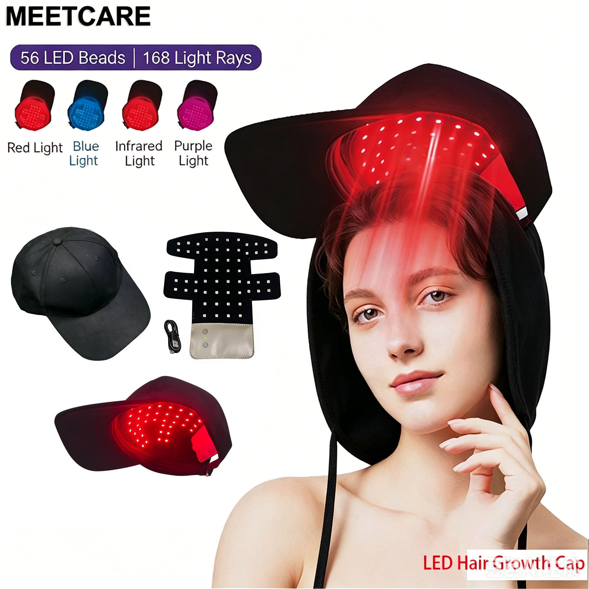 Hair Care Frizzy Hair - LED Hair Growth Helmet Cap with