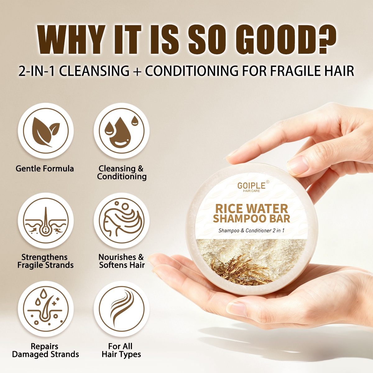 GOIPLE 80g Rice Water Hair Soa – Hair Care Natural Ingredients recenzja i cena