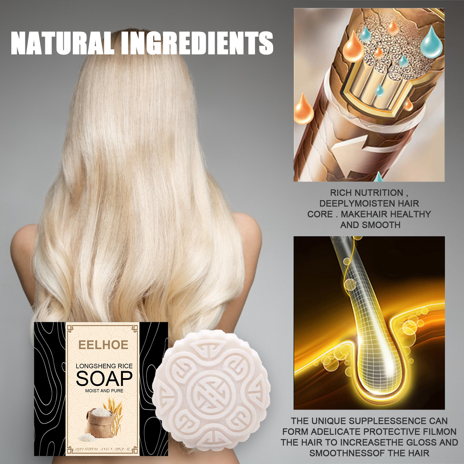 EELHOE Rice Soap Shampoo Handc – Hair Care For Wavy Hair recenzja i cena